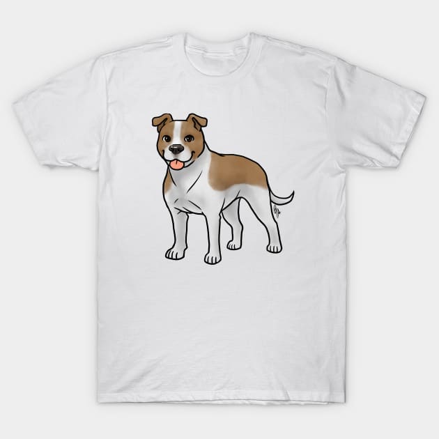 Dog - American Staffordshire Terrier - Natural Tan and White T-Shirt by Jen's Dogs Custom Gifts and Designs